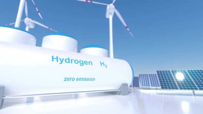 氢气可再生能源生产-清洁电力用氢气太阳能和风力涡轮机设施