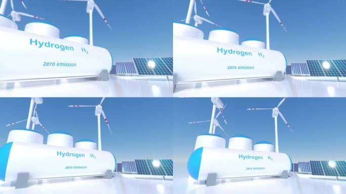 氢气可再生能源生产-清洁电力用氢气太阳能和风力涡轮机设施