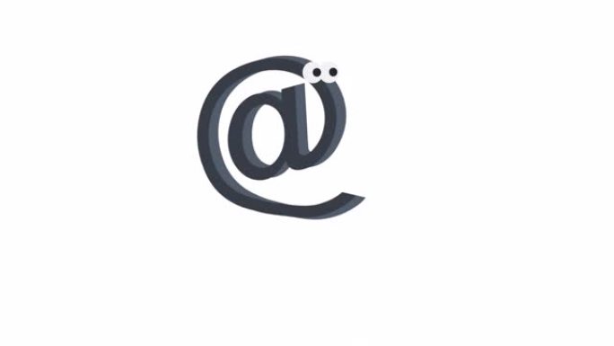 电子邮件签名。电子邮件地址字符的动画。卡通