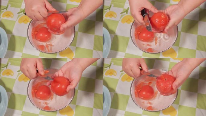 开水汆烫西红柿剥皮番茄去皮 (6)