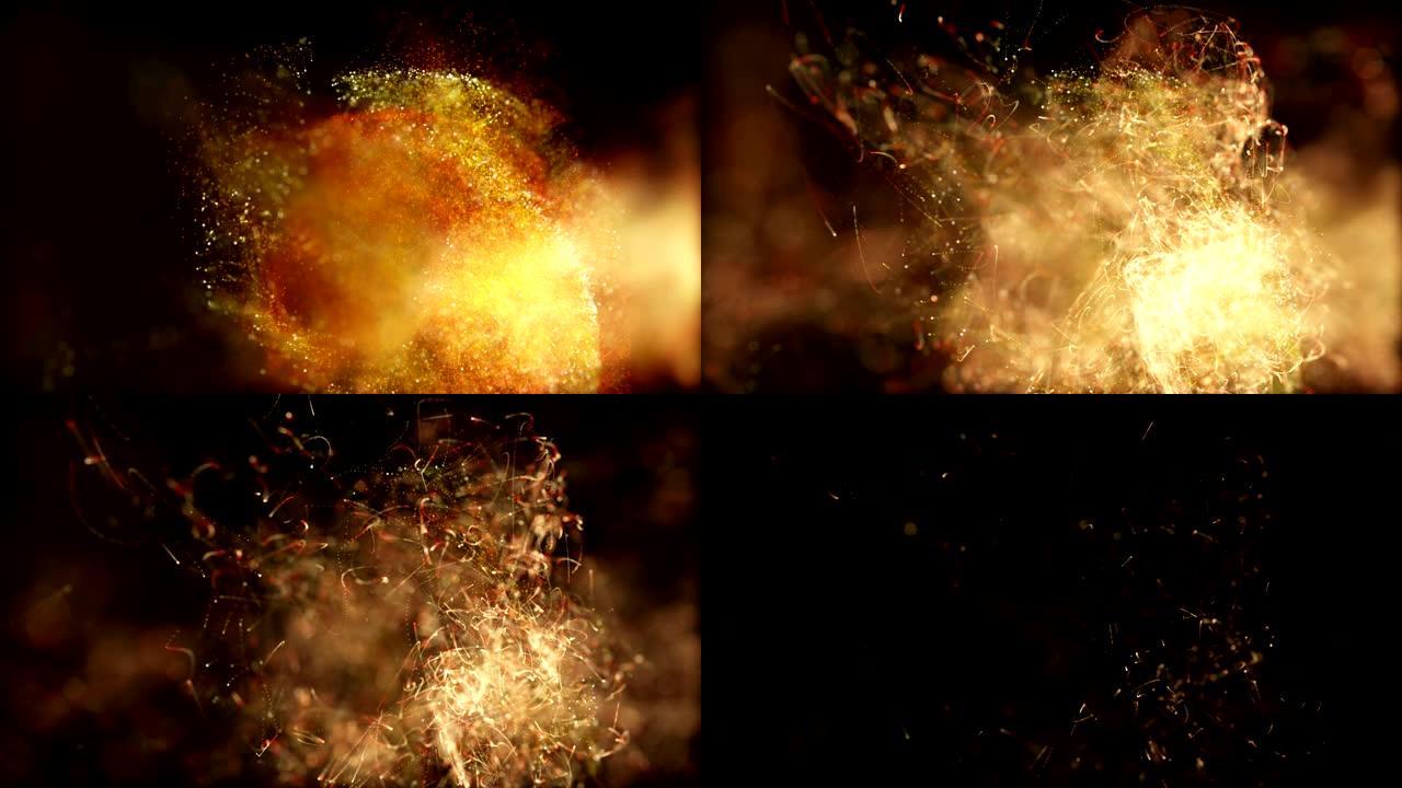 飞火火花运动作为动画抽象介绍装饰背景4K UHD视频
