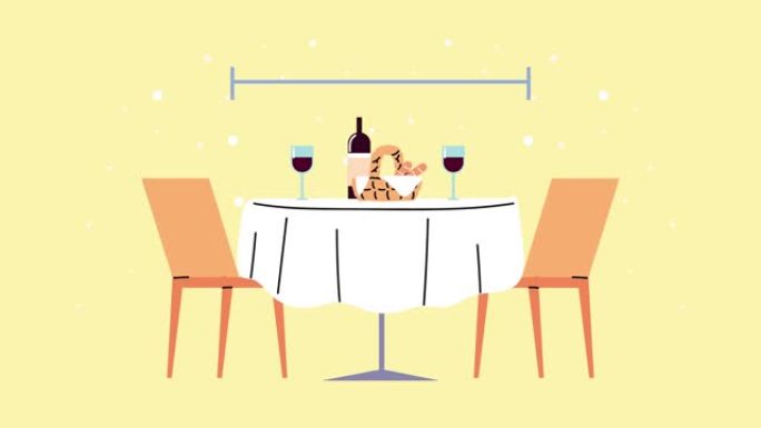 餐桌上的社交距离餐厅的生物安全协议