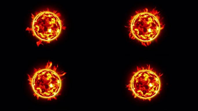 太阳的抽象插图在太空中燃烧。
