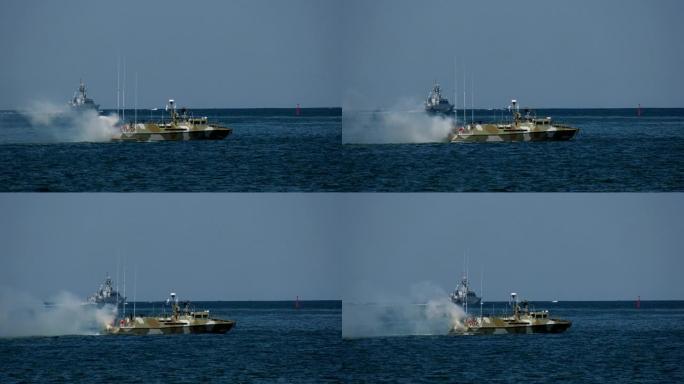 特种部队舰艇用烟幕掩护导弹艇
