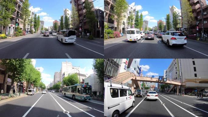 东京欧姆大道驾驶城市景观的视点延时