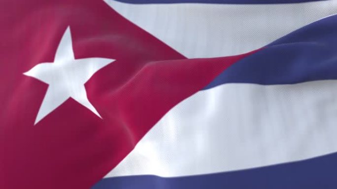 古巴国旗在缓慢的循环中挥舞