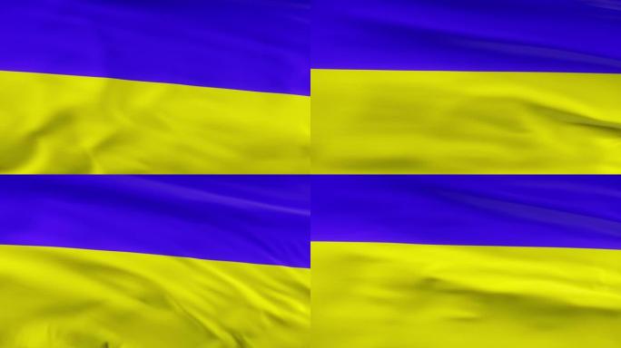 乌克兰国旗飘扬在风seamles循环3d动画。4 k的决议