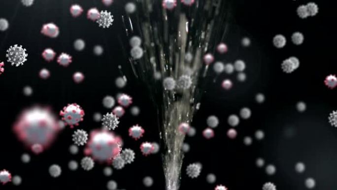 新型冠状病毒肺炎细胞从洒水器逆水移动