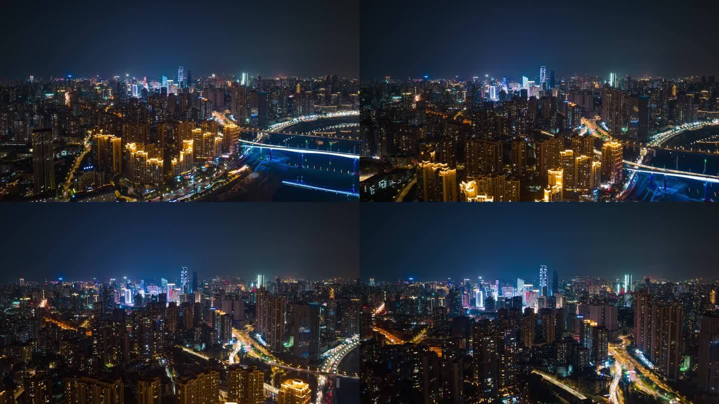 重庆北滨路夜景航拍