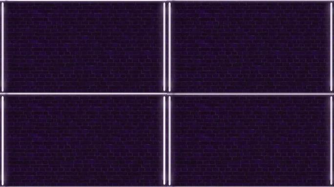 夜间砖墙上的摆动霓虹灯管灯霓虹灯开关关闭循环和无缝可用于背景。