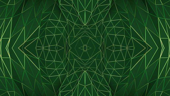 【4K时尚背景】绿色华丽3D几何金线空间