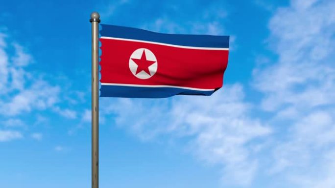 朝鲜国旗挥舞的动画与阿尔法