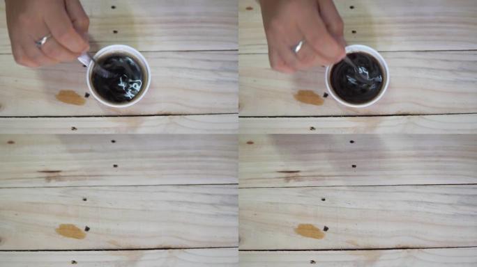 镜头B-roll黑咖啡热饮。