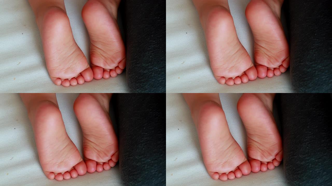 特写婴儿脚。特写儿童婴儿脚和脚趾