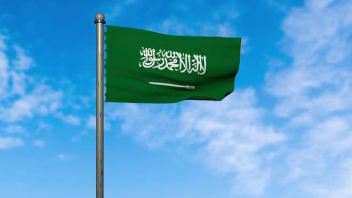 沙特阿拉伯国旗挥舞的动画与阿尔法