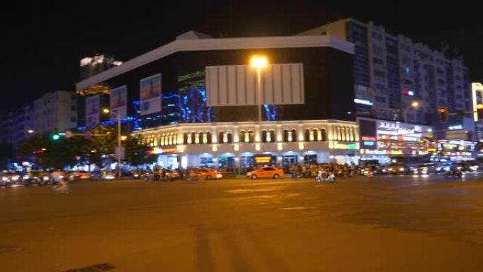 夜间照明三亚市交通街全景4k海南中国