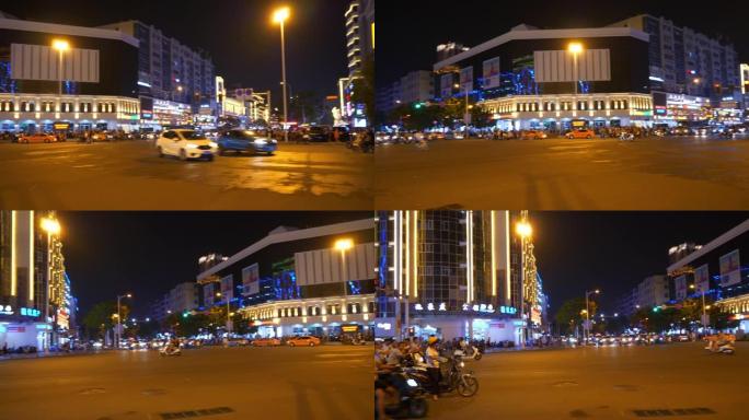夜间照明三亚市交通街全景4k海南中国