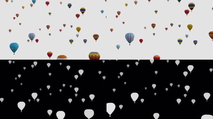 白色背景上的彩色气球。气球节。包括深度通道和阿尔法通道。