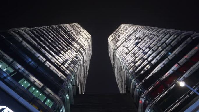 夜间照明成都城市著名塔楼全景4k中国