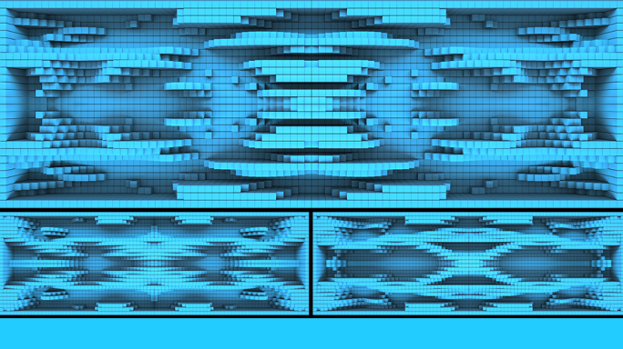 【裸眼3D】蓝色立体矩阵方块凹凸艺术空间