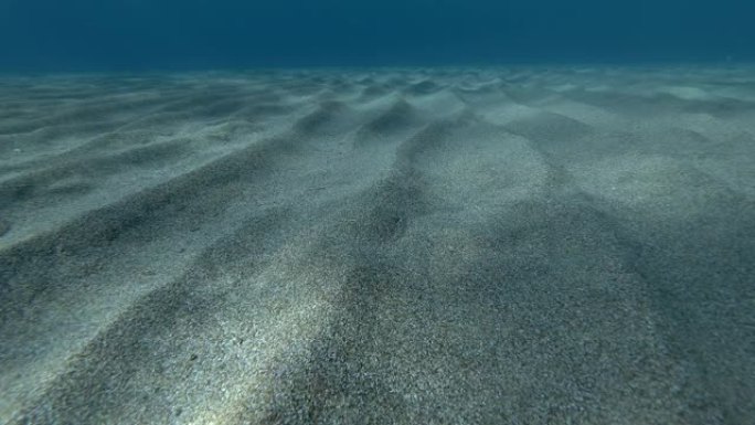 在冲浪区的沙质底部刺眼阳光。海底的阳光。地中海