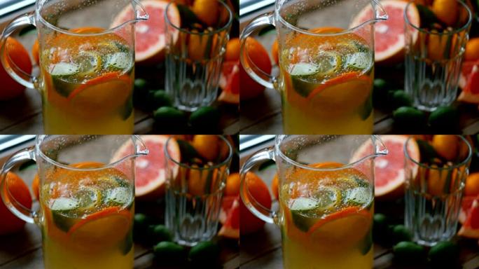 水罐中的柑橘汁
