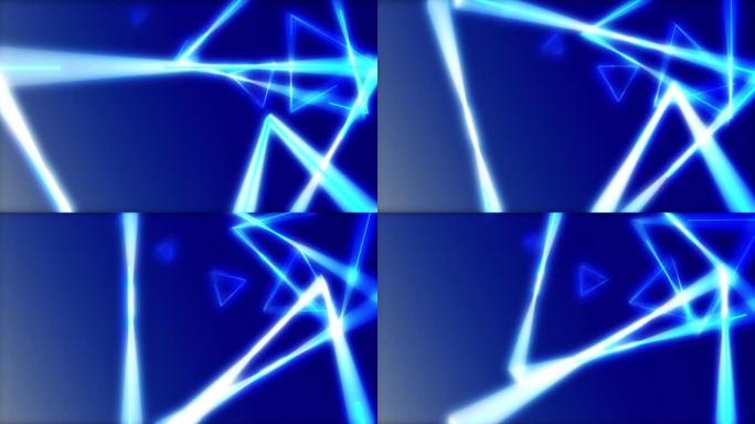 4k抽象霓虹蓝光三角形蓝色黑色
