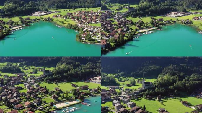 瑞士伦格恩湖和村庄