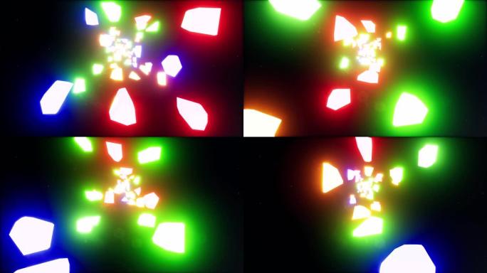霓虹灯隧道网络空间背景。霓虹摇滚。几何形状。简约封面镜头4k