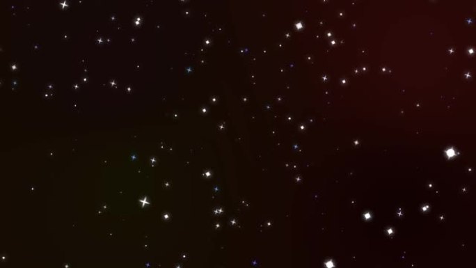 模糊和巨大的恒星旋转运动闪闪发光的粒子在深红色屏幕背景上缓慢褪色