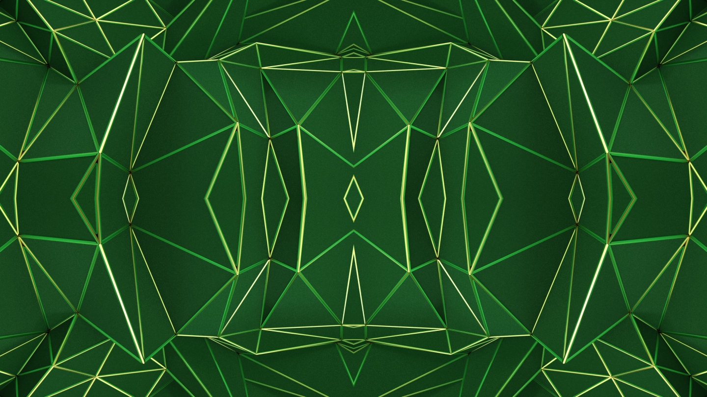【4K时尚背景】绿色高端3D几何金线空间