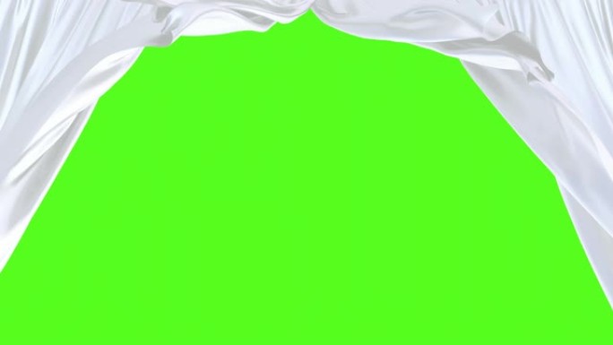 绿屏3D动画下丝滑白色窗帘