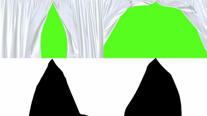绿屏3D动画下丝滑白色窗帘