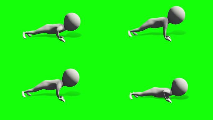 3DCG人体运动CG动画俯卧撑