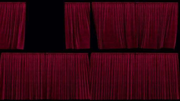 带阿尔法频道的关闭剧院红色天鹅绒窗帘