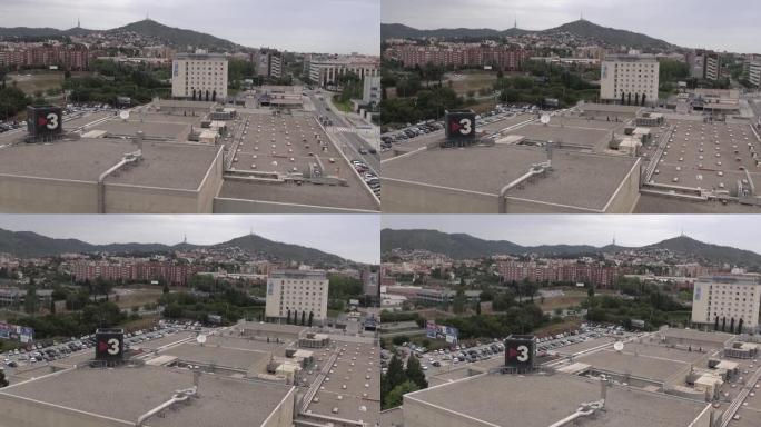 空中加泰罗尼亚电视无人机巴塞罗那建筑外部天际线欧洲天空图像视听