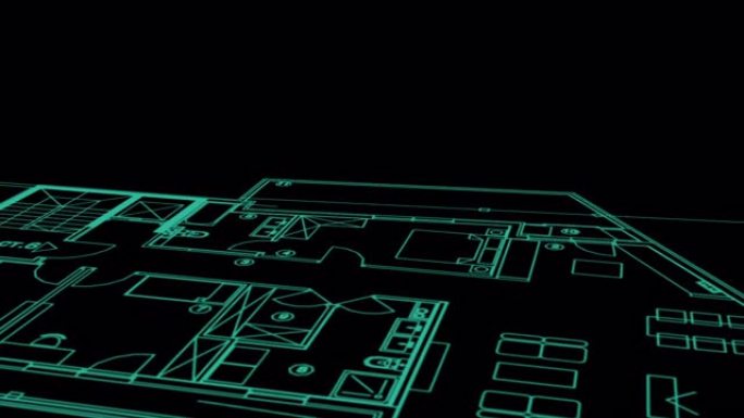 摘要建筑背景: 房屋蓝图平面图和建筑线框模型