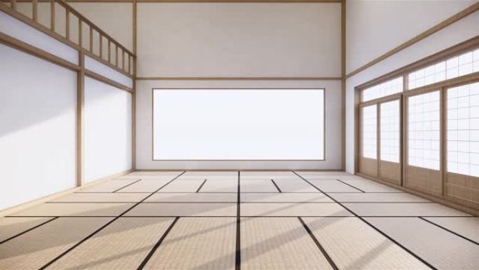 场景多功能房间创意，日本房间室内设计。3d渲染