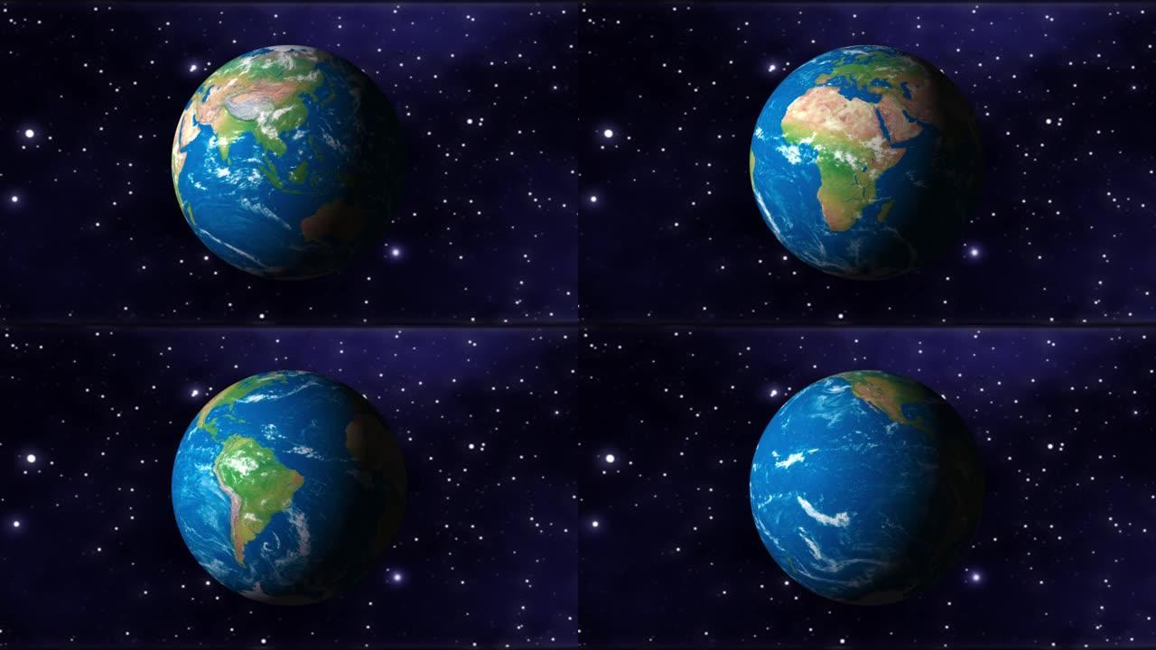 太空中的地球。3D CG动画