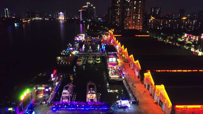 广州太古仓码头航拍夜景