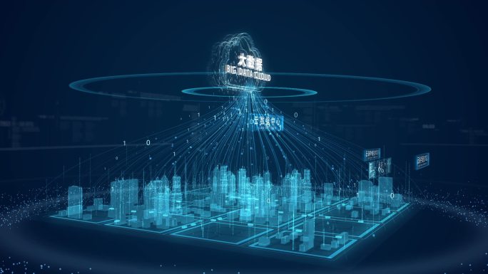 科技城市云数据传输链接AE模板