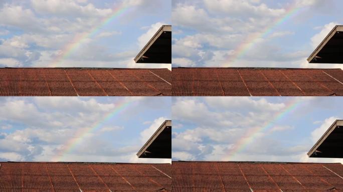 带彩虹的郊区房屋屋顶