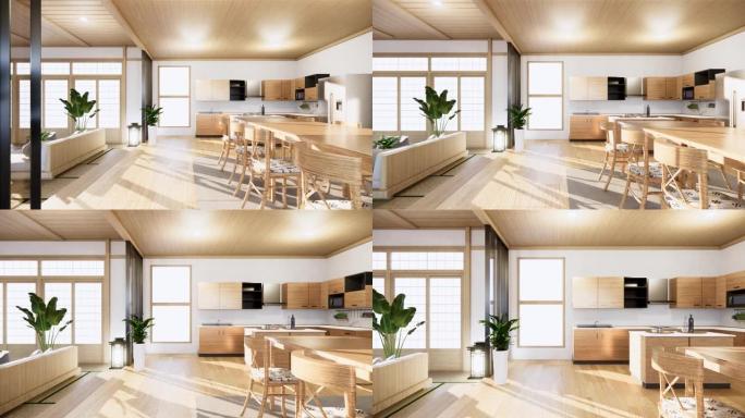 多功能房间创意，日本房间室内设计。3d渲染