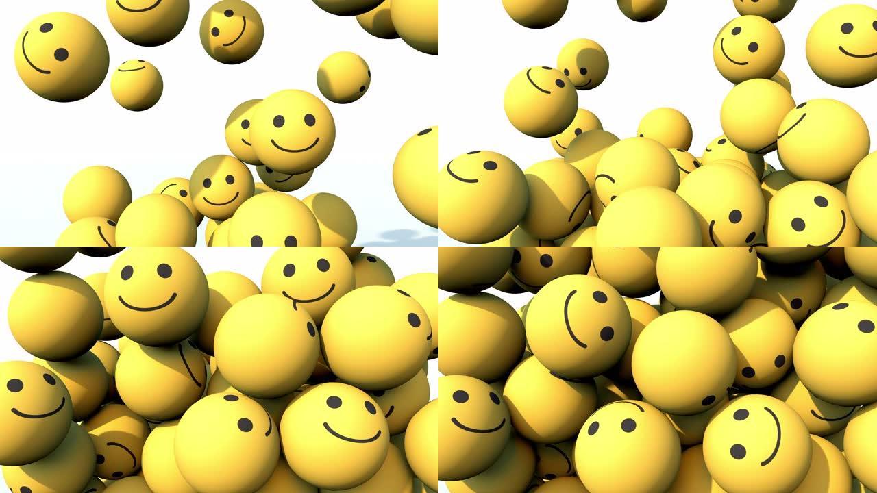 表情球掉落和起球的微笑3D动画