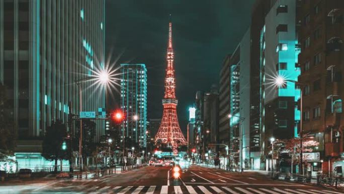 美丽夜景中的东京铁塔