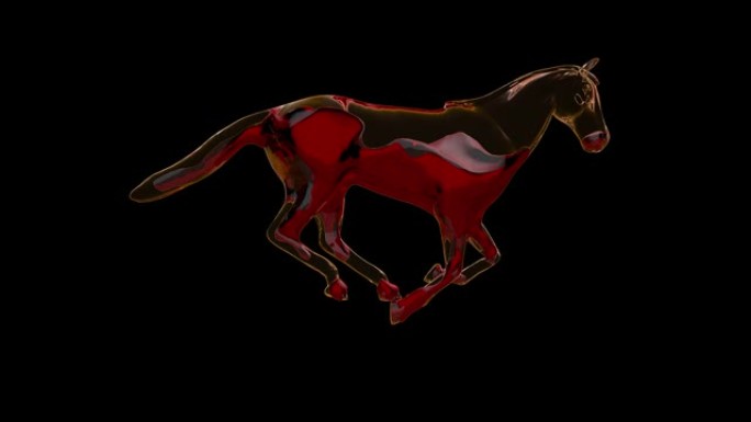 玻璃马充满红色液体，运行无缝回路，阿尔法通道