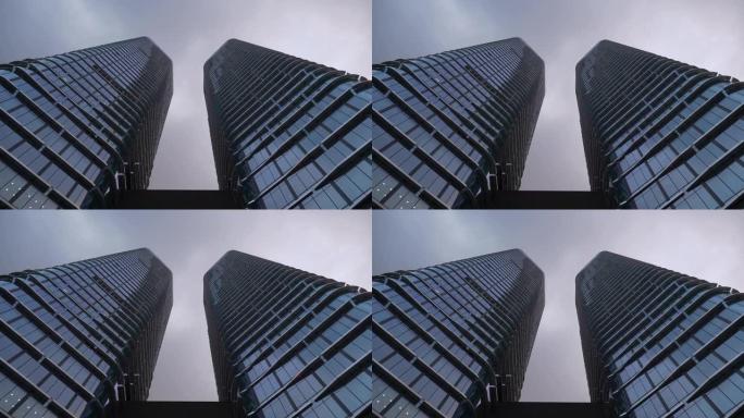 多云的天空成都城市现代办公楼耸立全景4k中国