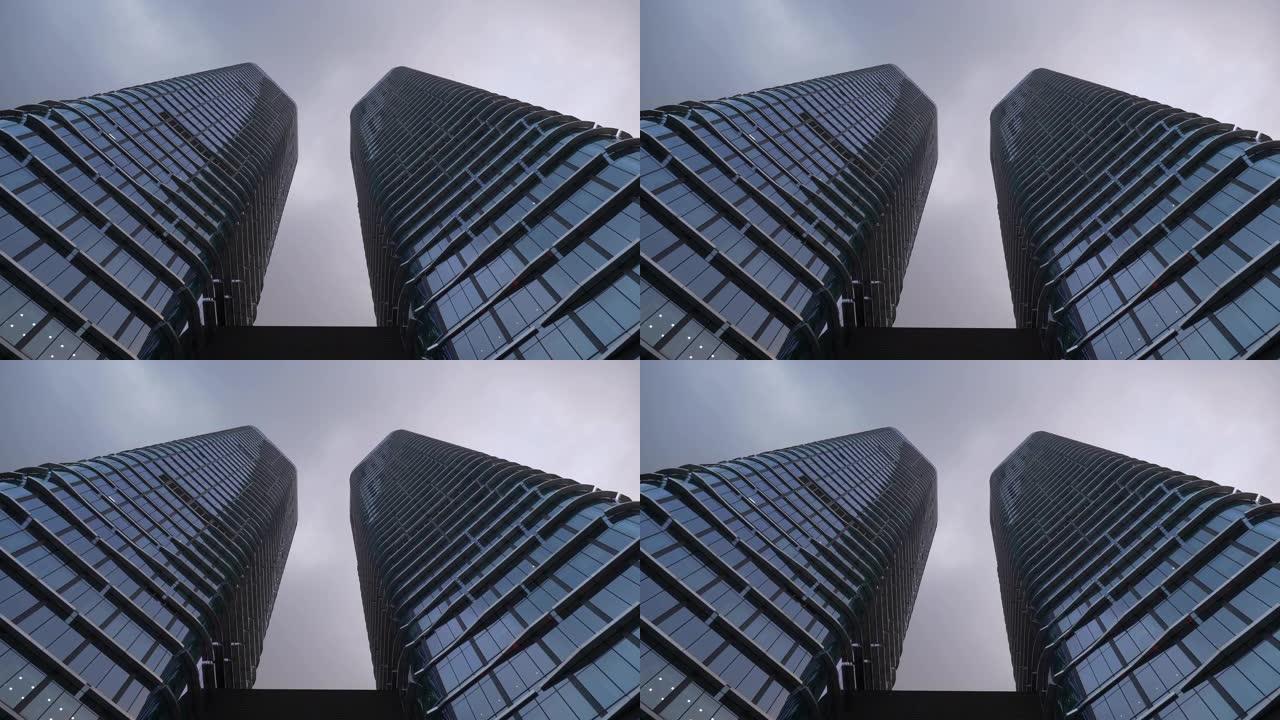 多云的天空成都城市现代办公楼耸立全景4k中国