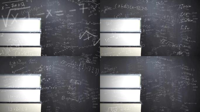 黑板上的一堆反对数学方程式的书