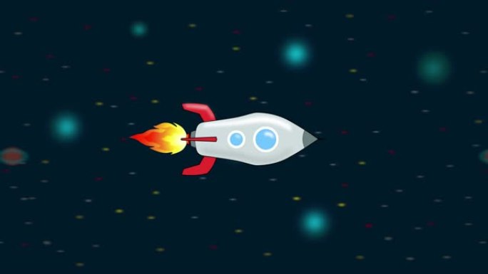 用火箭在太空中飞行并回到学校写作的动画。
